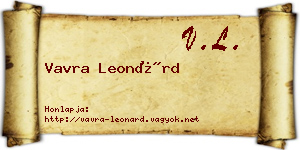 Vavra Leonárd névjegykártya